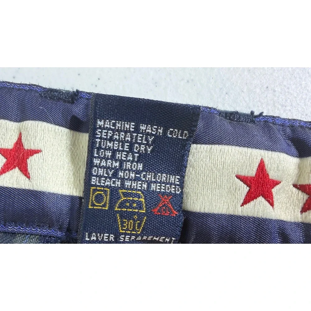 Tommy Hilfiger Plaid Pleated Trousers 38 (fits 36x32) Blue Gray Vintage Baggy‎